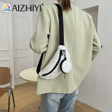 Diamond Lattice Embroidery Thread Women Waist Bags Fanny Pack Female Belt Bum Ba