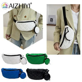 Diamond Lattice Embroidery Thread Women Waist Bags Fanny Pack Female Belt Bum Ba