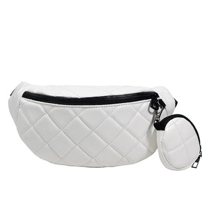 Diamond Lattice Embroidery Thread Women Waist Bags Fanny Pack Female Belt Bum Ba