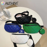 Diamond Lattice Embroidery Thread Women Waist Bags Fanny Pack Female Belt Bum Ba