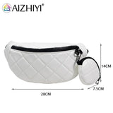 Diamond Lattice Embroidery Thread Women Waist Bags Fanny Pack Female Belt Bum Ba