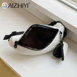 Diamond Lattice Embroidery Thread Women Waist Bags Fanny Pack Female Belt Bum Ba