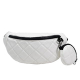Diamond Lattice Embroidery Thread Women Waist Bags Fanny Pack Female Belt Bum Ba