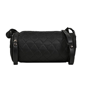 Diamond Lattice Leather Cylinder Pillow Bag for Women Shoulder Messenger Handbag