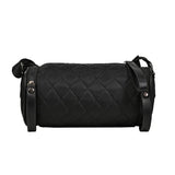 Diamond Lattice Leather Cylinder Pillow Bag for Women Shoulder Messenger Handbag