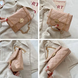 Diamond Lattice Mini Shoulder Bag PU Leather Flap Crossbody Bag