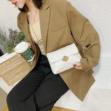 Diamond Lattice Mini Shoulder Bag PU Leather Flap Crossbody Bag