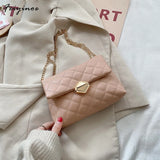 Diamond Lattice Mini Shoulder Bag PU Leather Flap Crossbody Bag