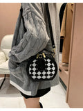 Diamond Lattice Round Small Bag Checkerboard Women's Bags Plaid Contrast Pack