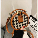 Diamond Lattice Round Small Bag Checkerboard Women's Bags Plaid Contrast Pack