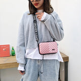 Diamond Lattice Women Shoulder Bag Wide Strap Mini Crossbody Cell Phone Bag