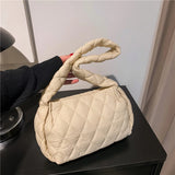 Diamond Lattice Women Shoulder Bag Cotton Padded Crossbody Bag