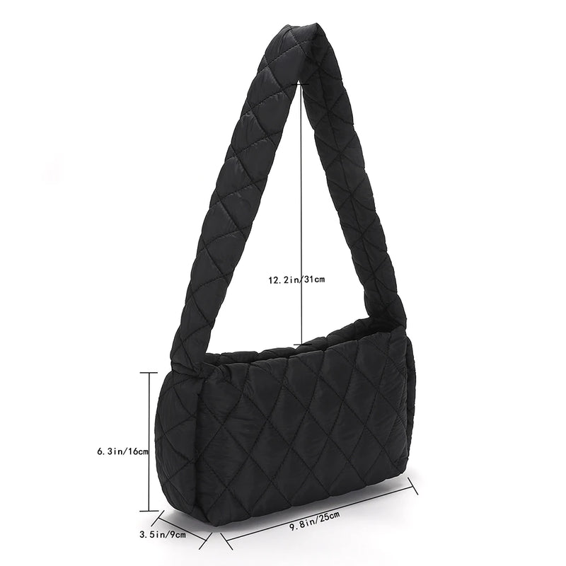 Diamond Lattice Women Shoulder Bag Cotton Padded Crossbody Bag