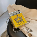 Diamond Letter Queen Box Party Clutch Chain Shoulder Bag for Women