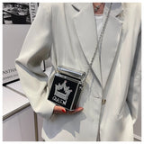 Diamond Letter Queen Box Party Clutch Chain Shoulder Bag for Women