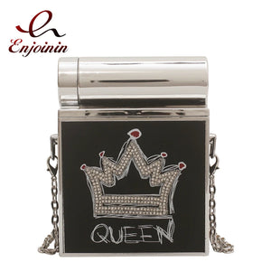 Diamond Letter Queen Box Party Clutch Chain Shoulder Bag for Women