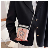Diamond Letter Queen Box Party Clutch Chain Shoulder Bag for Women
