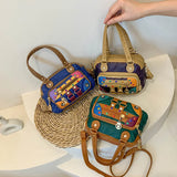 Diamond Panel Crossbody Bag Retro Women's Handbag
