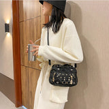Diamond Panel Crossbody Bag Retro Women's Handbag