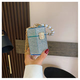 Diamond Pearls Clutch Bags Evening Box Ladies Women Mini Purses Handbags