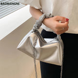 Diamond Pleated Tote Bag Soft PU Leather Women's Handbag