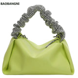 Diamond Pleated Tote Bag Soft PU Leather Women's Handbag