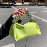 Diamond Pleated Tote Bag Soft PU Leather Women's Handbag
