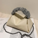 Diamond Pleated Tote Bag Soft PU Leather Women's Handbag