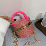 Diamond Round Acrylic Box Party Clutch Women Purses Handbags