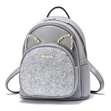 Diamond Sequin Women Backpack Rhinestone Lovely Cat Female Leather Backpack