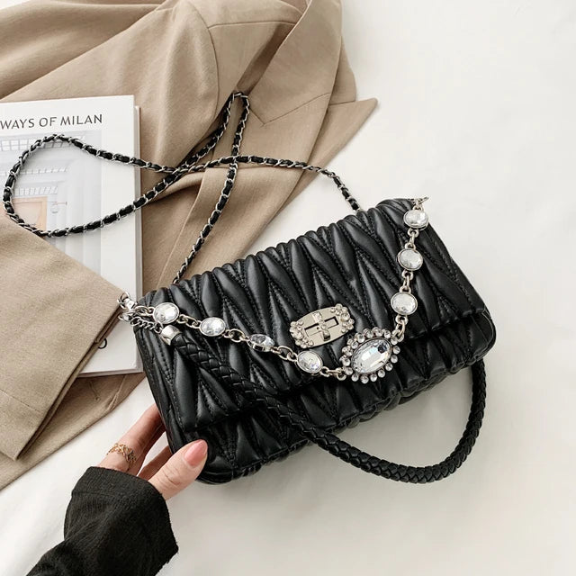 Diamond Small Crossbody Messenger Bag Chain Purses Handbags