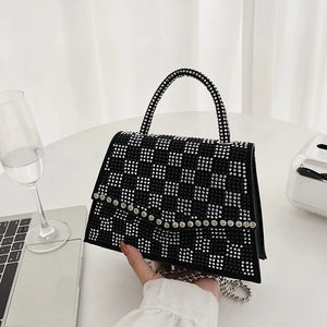 Diamond Small Tote Bag Leather Crossbody Chain Shoulder Bag