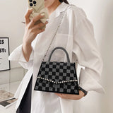 Diamond Small Tote Bag Leather Crossbody Chain Shoulder Bag