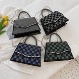 Diamond Small Tote Bag Leather Crossbody Chain Shoulder Bag