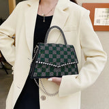 Diamond Small Tote Bag Leather Crossbody Chain Shoulder Bag