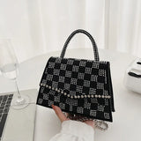 Diamond Small Tote Bag Leather Crossbody Chain Shoulder Bag