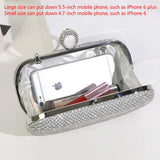 Diamond Studded Evening Bags Finger Ring Clutch