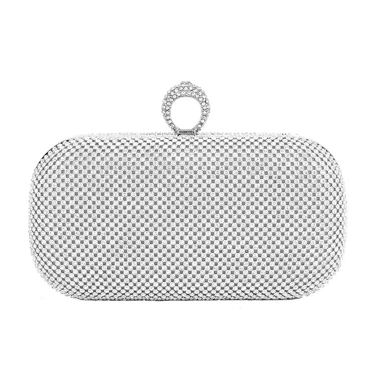 Diamond Studded Evening Bags Finger Ring Clutch