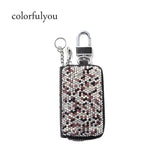 Diamond Women Car Key Bag PU Leather Keychain Car Key Case for Female