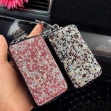 Diamond Women Car Key Bag PU Leather Keychain Car Key Case for Female