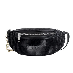 Diamond Women's Waist Bag Leather Belt Crossbody Chest Bag Female Fanny Pack