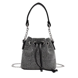 Diamond Rhinestone Bucket Chain Shoulder Bag Women Crossbody Tote