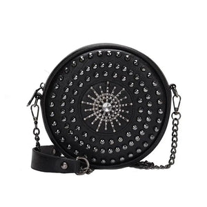Diamonds Circular Bag Women Shoulder Bag Rivet Crossbody Small Bag