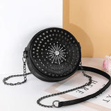 Diamonds Circular Bag Women Shoulder Bag Rivet Crossbody Small Bag