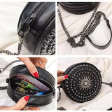 Diamonds Circular Bag Women Shoulder Bag Rivet Crossbody Small Bag