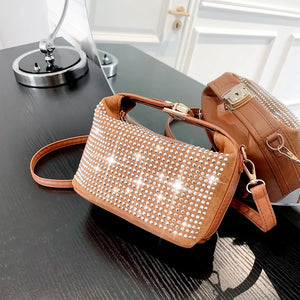 Diamonds Crossbody Bag Women Fashionable Leather Purses Handbags
