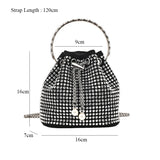 Crystal Bucket Bag Metal Handle Shoulder Messenger Bag