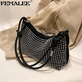 Diamonds Ladies Chains Shoulder Armpit Purses Women Hand Bags