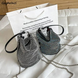 Diamonds PU Shoulder Bags Women Large Capacity Bucket Bag