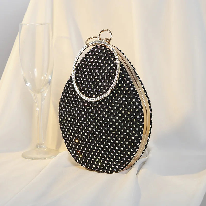 Diamonds Pattern Ring Totes Evening Bag Silver Wedding Lattice Rhinestone Bags